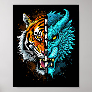 Muay Thai Tiger Dragon Fusion Art Poster