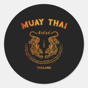 Muay Thai Tiger Sak Yant Tattoo Kickboxen Thailand Runder Aufkleber