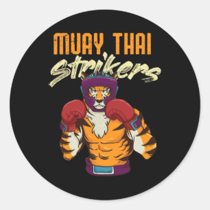 Muay Thai Tiger Thai Boxing Thailand Kickboxing 1 Runder Aufkleber