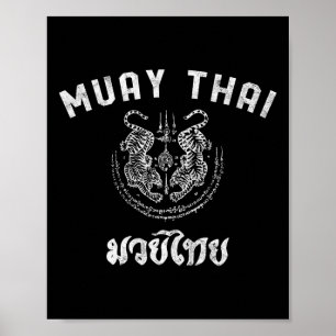 Muay Thai Twin Tiger Kickboxen Mma Geschenk - Weiß Poster