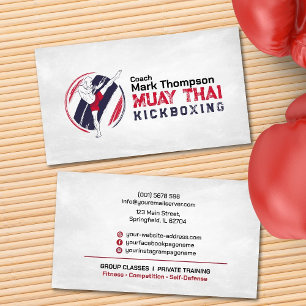 Muay Thai und Kickboxing Coach - Blue Red Business Visitenkarte