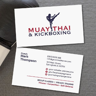 Muay Thai und Kickboxing Coach - Blue Red Visitenkarte