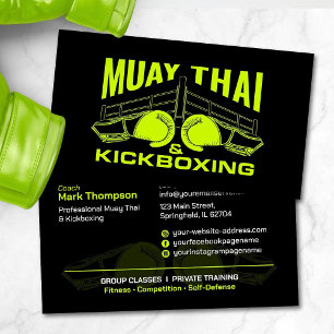 Muay Thai und Kickboxing Coach - Schwarz und Limon Visitenkarte