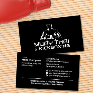 Muay Thai und Kickboxing Coach - Schwarzweiß Visitenkarte