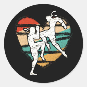 Muay Thai Vintag Design Retro Kickboxer Fighter Runder Aufkleber