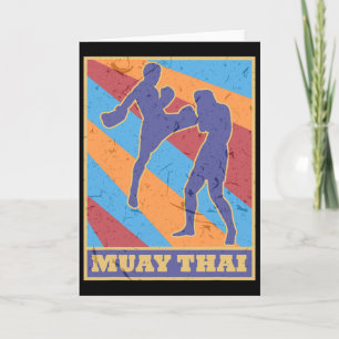 Muay Thai Vintage Retro Farben Kickboxen Mma Boxen Karte