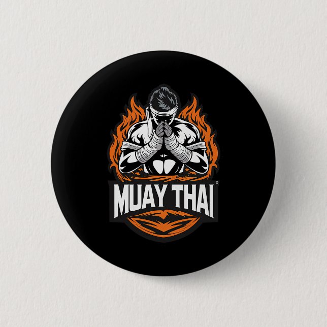 Muay Thai - Vintager Thai Boxkampf Button (Vorderseite)