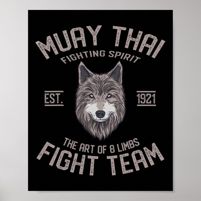 Muay Thai Wolf Thai-Boxen Kickboxen  Poster (Vorne)