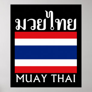 Muay thailändisches + Thailand-Flagge Poster