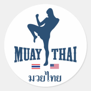 Muay thailändisches Thailand USA Runder Aufkleber