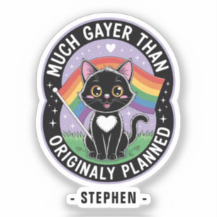 Much Gayer - Funny Niedlich Black Cat LGBTQ Prix Aufkleber