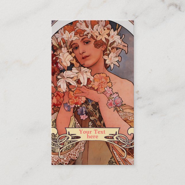 Mucha Art Nouveau - Art Deco Business Cards Visitenkarte (Vorderseite)