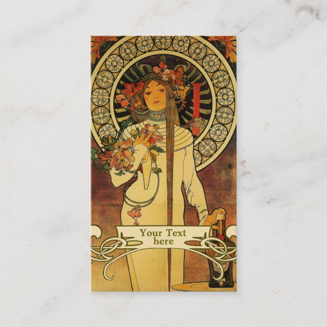Mucha Art Nouveau - Art Deco Business Cards Visitenkarte (Vorderseite)