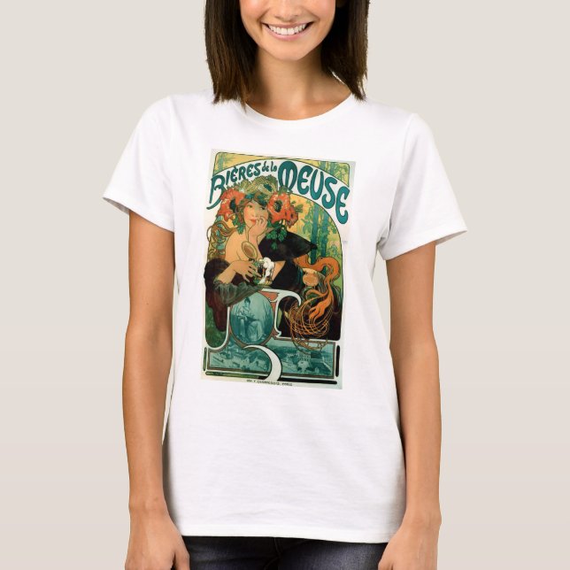 Mucha Art Nouveau: Bieres de la Meuse T-Shirt (Vorderseite)