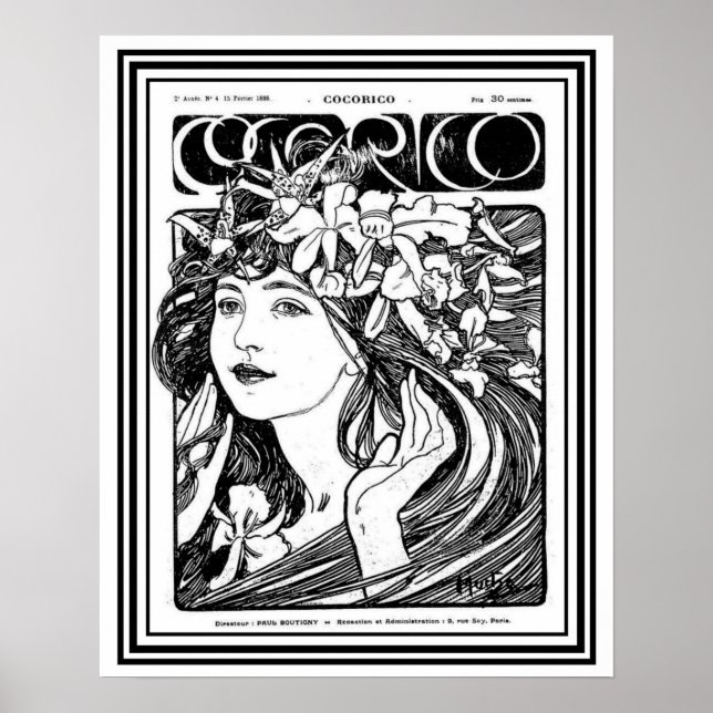 Mucha Art Nouveau Cover for Cocorico- 16 x 20 Poster (Vorne)