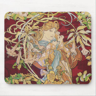Mucha Art Nouveau: Frau mit Daisy Mousepad
