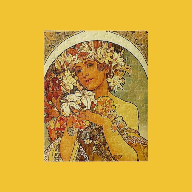 Mucha Art Nouveau Frau mit Lilien Puzzle (Von Creator hochgeladen)