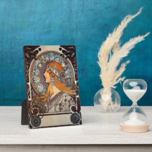 Mucha Art Nouveau Frau Vintag Französisch Zodiac P Fotoplatte