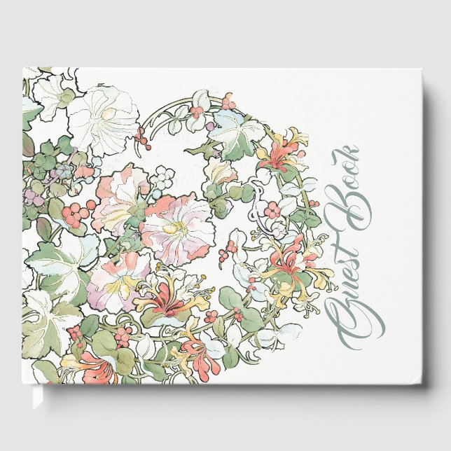 Mucha Art Nouveau Honeysuckle Blume Gästebuch (Vorderseite)