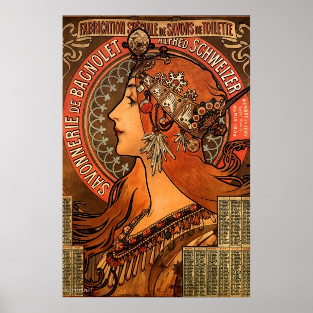 Mucha Art Nouveau Ladys Soap Poster (Vorne)