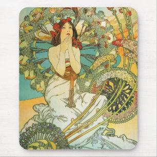 Mucha Art Nouveau Monte Carlo Lady-Mauspad Mousepad