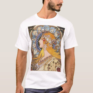 Mucha Art Nouveau T - Shirt - Zodiac - La Plume