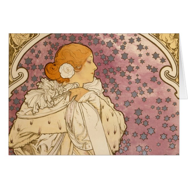 Mucha Art Nouveau Woman Beauty (Vorderseite (Horizontal))