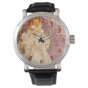 Mucha Art Nouveau Woman Beauty Armbanduhr