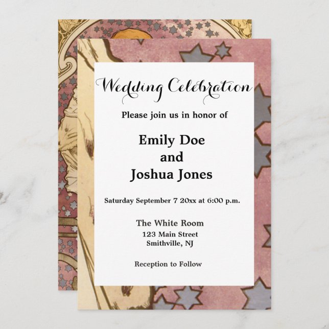 Mucha Art Nouveau Woman Beauty Einladung (Vorne/Hinten)