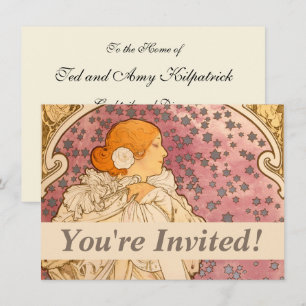 Mucha Art Nouveau Woman Beauty Einladung
