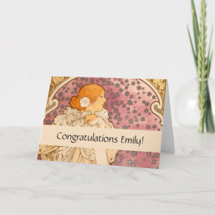 Mucha Art Nouveau Woman Beauty Karte