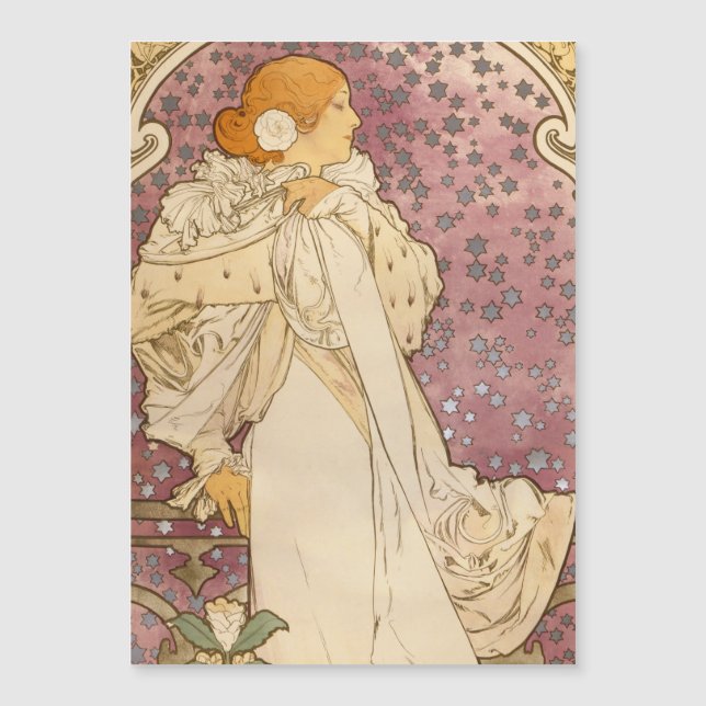 Mucha Art Nouveau Woman Beauty Magnetkarte (Vorderseite)