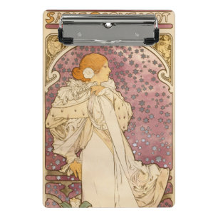 Mucha Art Nouveau Woman Beauty Mini Klemmbrett