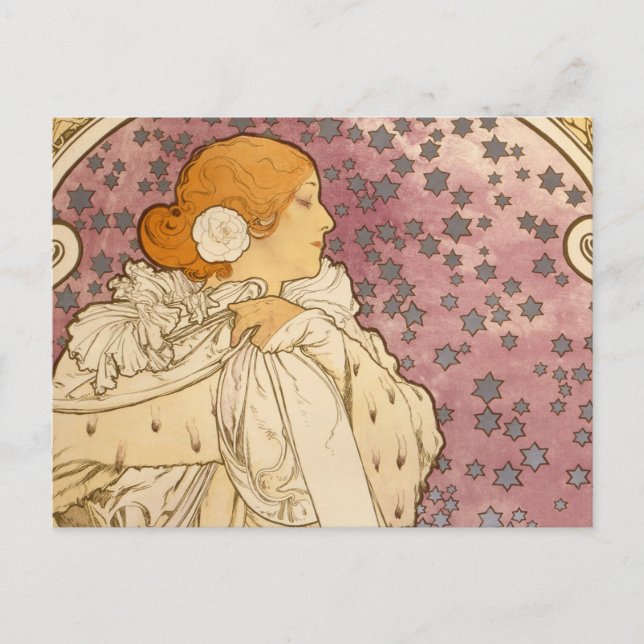 Mucha Art Nouveau Woman Beauty Postkarte (Vorderseite)