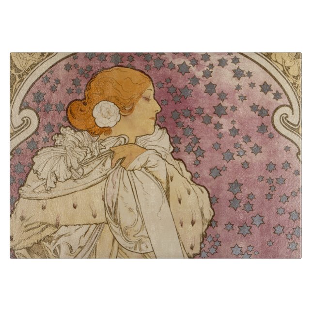Mucha Art Nouveau Woman Beauty Schneidebrett (Vorderseite)