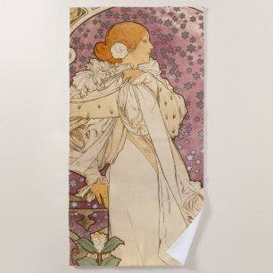 Mucha Art Nouveau Woman Beauty Strandtuch
