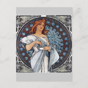 Mucha Art White Dress Löffel Tasse Postkarte