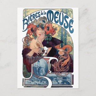 Mucha-Bier Bieres de la Meuse Vintage-Werbung Postkarte