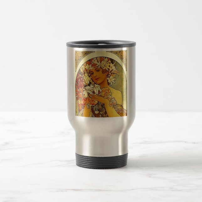 Mucha-Blumen Reisebecher (Mittel)