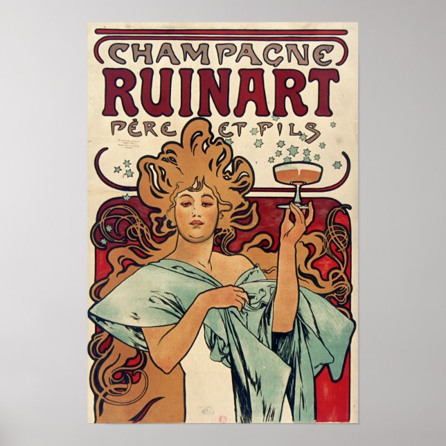 Mucha - Champagner Poster (Vorne)