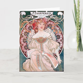 Mucha Champenois Paris Rosakleiderdamen-Kunst-Deko Karte