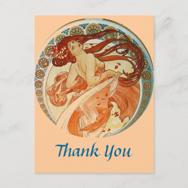 Mucha Frau Danke Postkarte (Vorderseite)