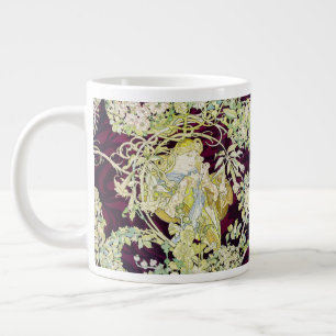 Mucha Frau mit Daisy, Vintag Art Nouveau Jumbo-Tasse