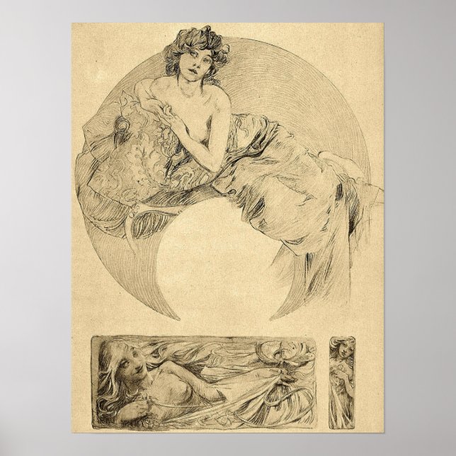 Mucha - Frauen-Illustrationen 1901 Poster (Vorne)