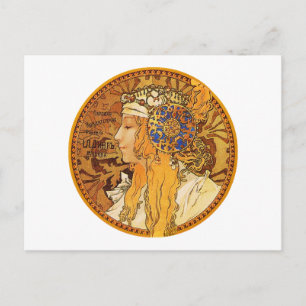 Mucha - Frauen mit Juwelen - Vintage Kunst Postkarte