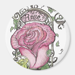 Mucha inspirierte Rosen-Magneten Magnet