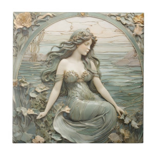 Mucha inspo Mermaid Art Nouveau Imitats Relief R M Fliese