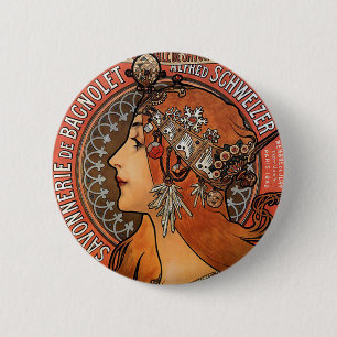 Mucha - Jugendstil Button
