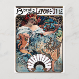 Mucha-Kekse Lefevre-Werbung 1897 Postkarte