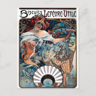 Mucha-Kekse Lefevre-Werbung 1897 Postkarte
